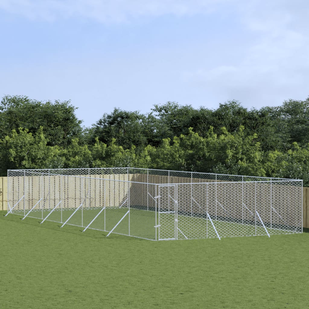 Hondenkennel Voor Buiten Gegalvaniseerd Staal Zilver