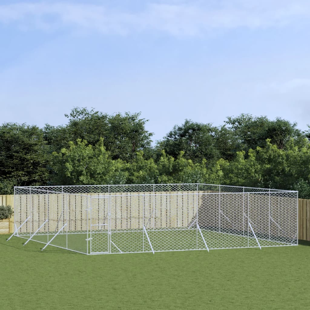 Hondenkennel Voor Buiten Gegalvaniseerd Staal Zilver