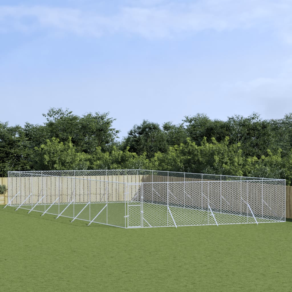 Hondenkennel Voor Buiten Gegalvaniseerd Staal Zilver