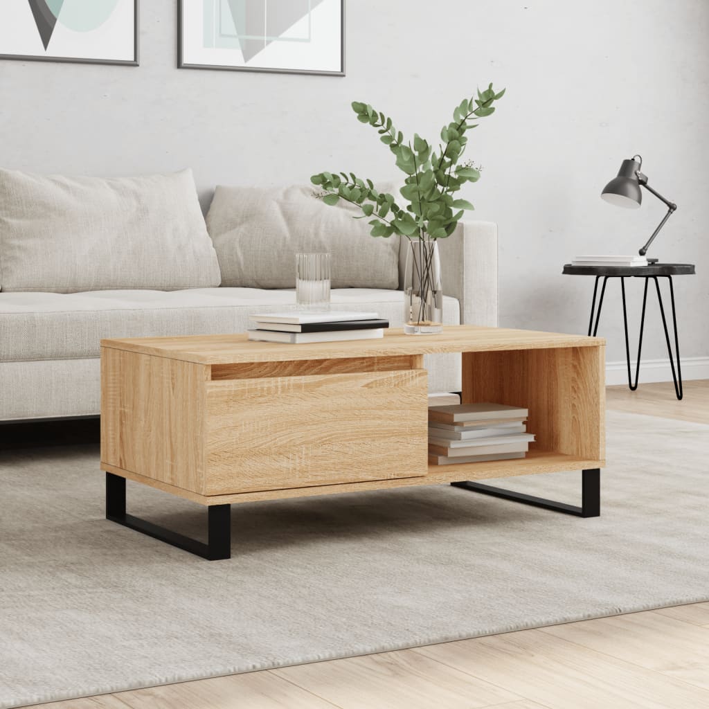 Salontafel 90X50X36,5 Cm Bewerkt Hout Kleurig