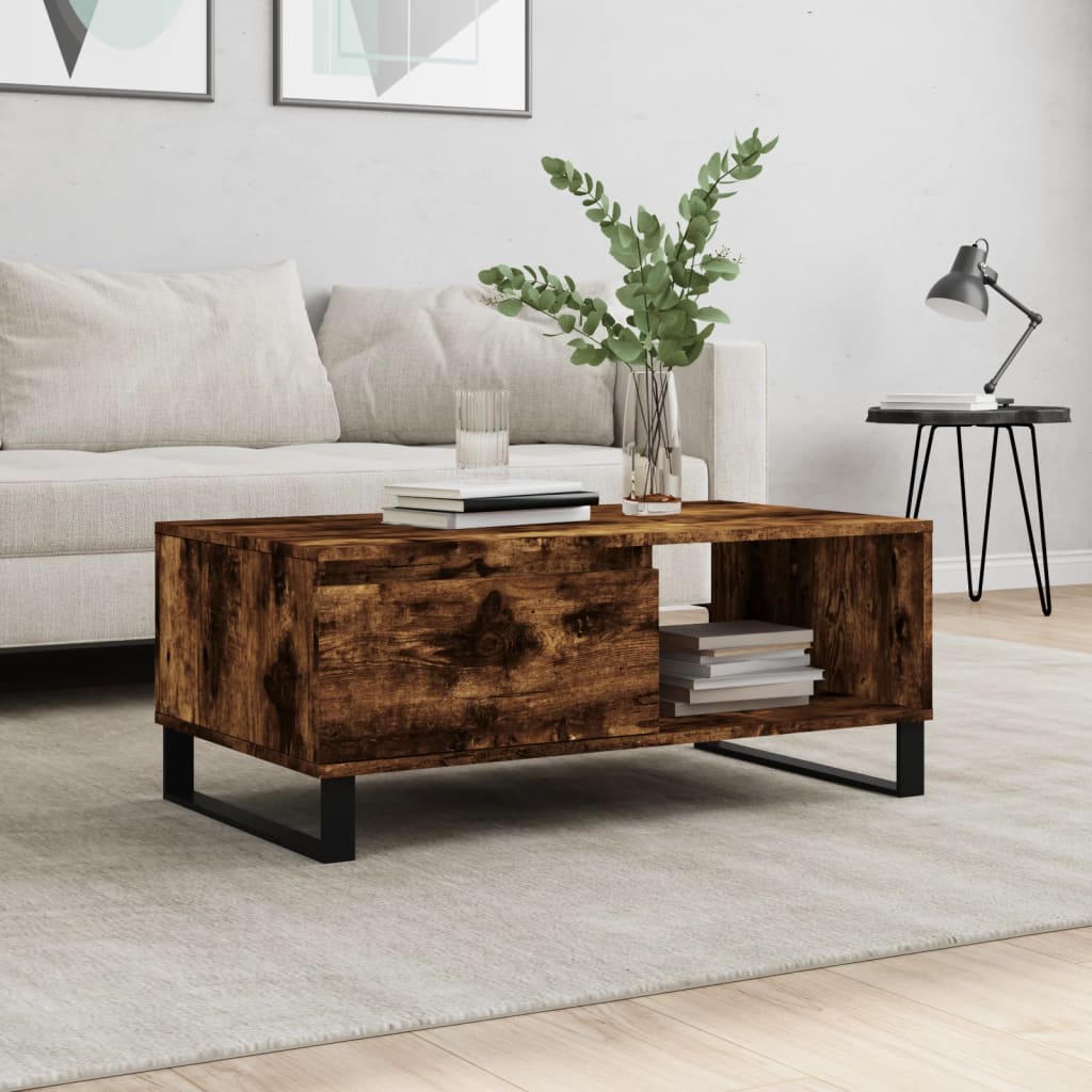 Salontafel 90X50X36,5 Cm Bewerkt Hout Kleurig