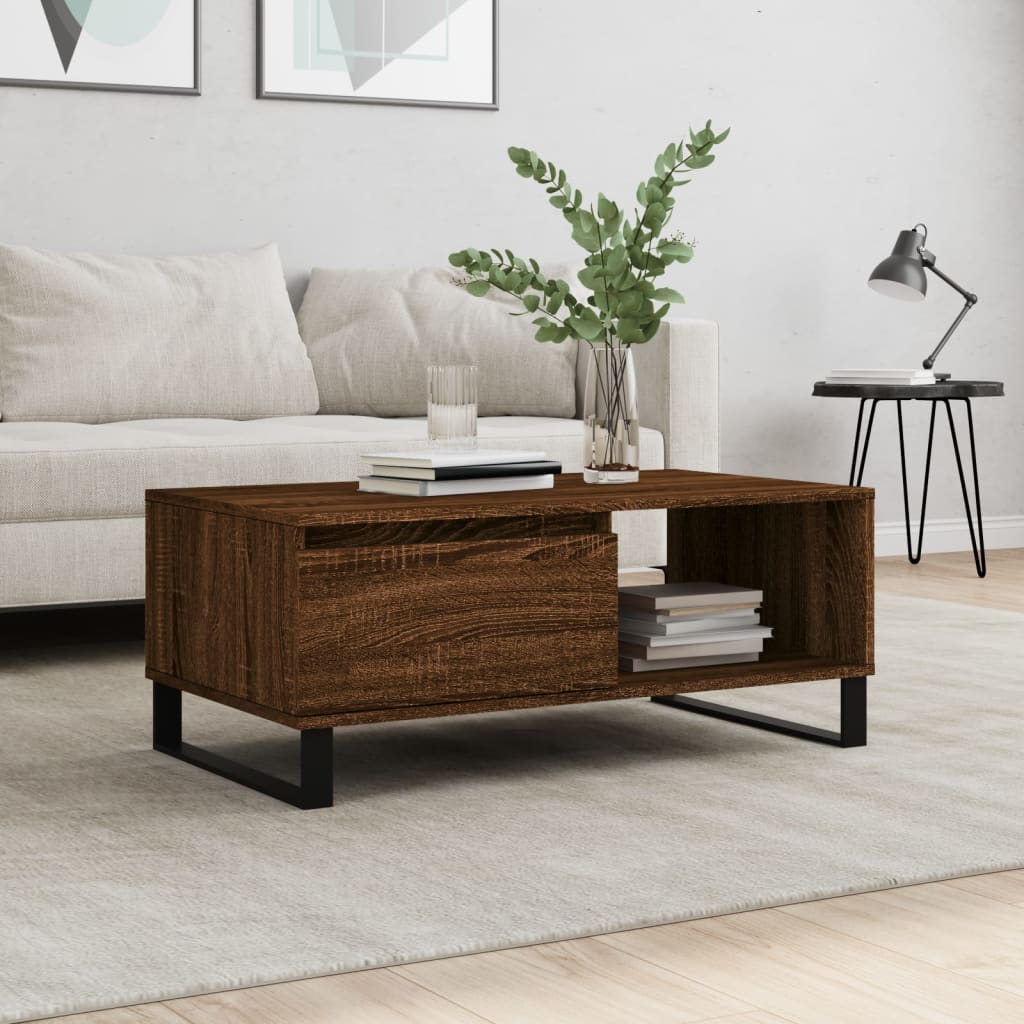 Salontafel 90X50X36,5 Cm Bewerkt Hout Kleurig
