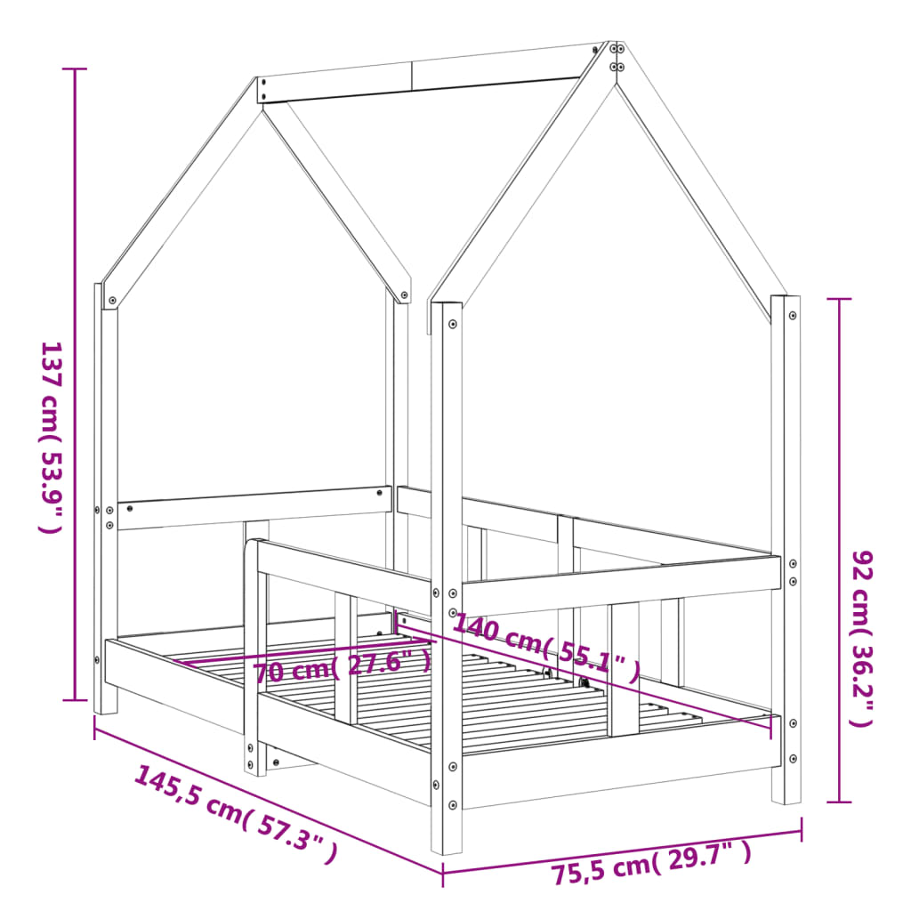 Kinderbedframe Massief Grenenhout