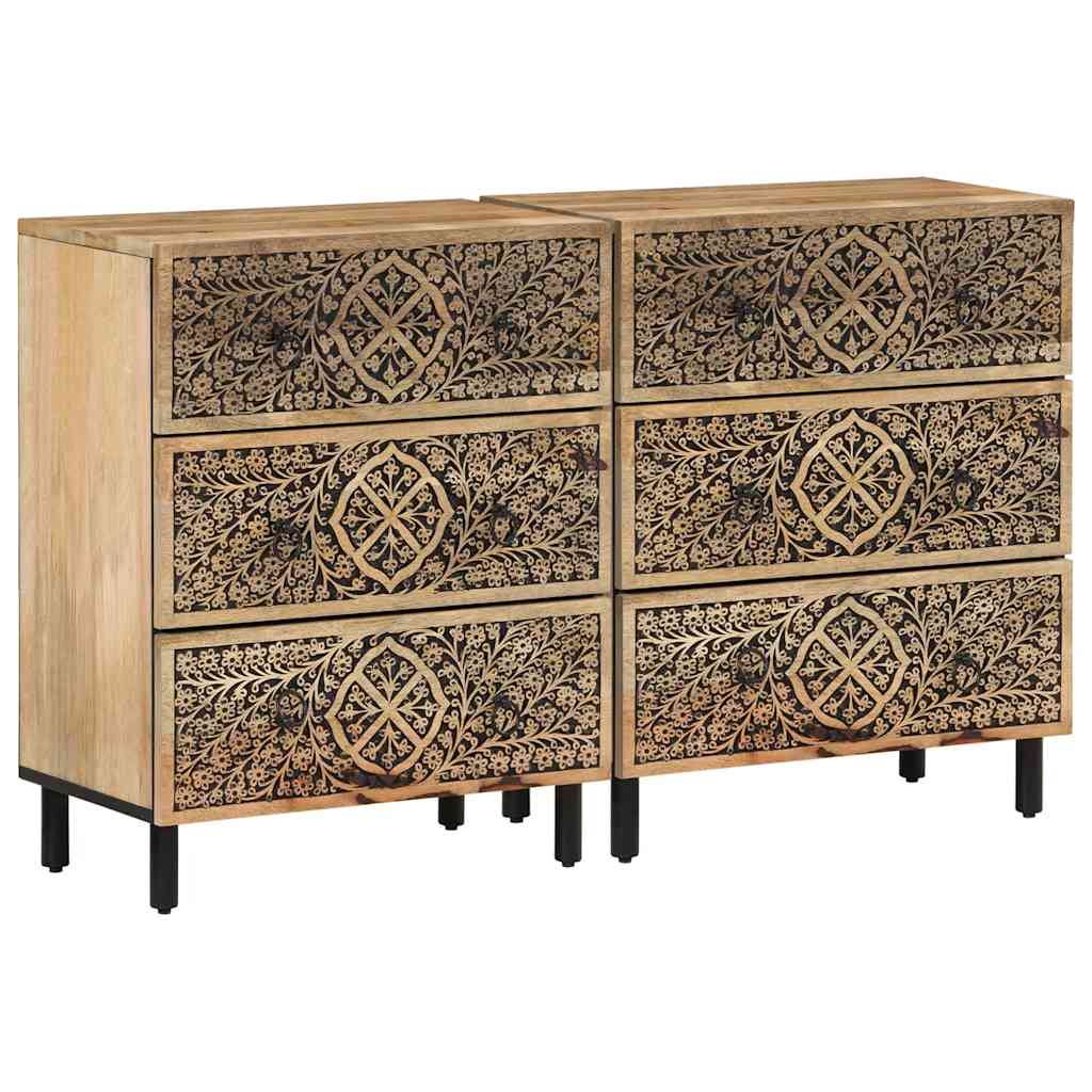 Bijzetkasten 2 St 60X33X75 Cm Massief Mangohout Bruin