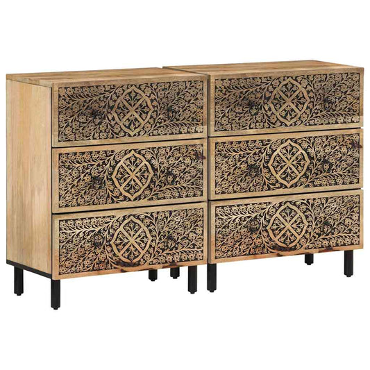 Bijzetkasten 2 St 60X33X75 Cm Massief Mangohout Bruin