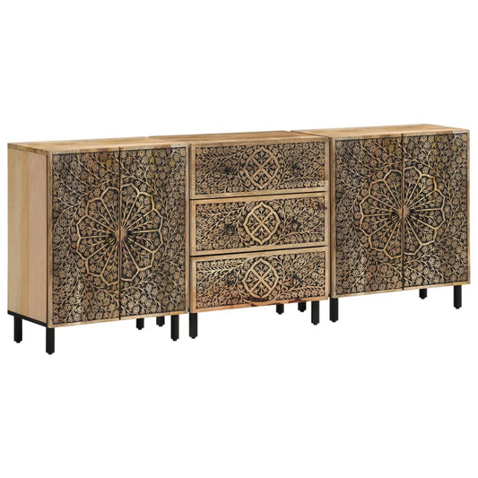 Bijzetkasten 3 St 60X33X75 Cm Massief Mangohout Bruin