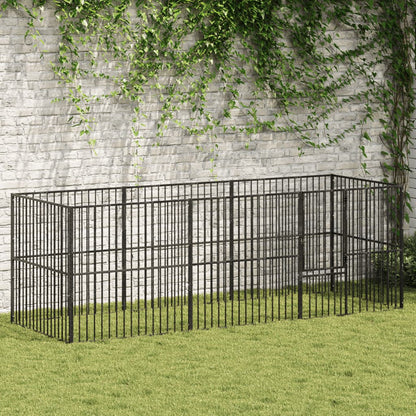 Hondenkennel 20 Panelen Gepoedercoat Staal Zwart