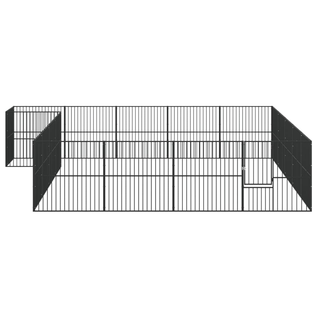 Hondenkennel 20 Panelen Gepoedercoat Staal Zwart