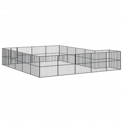 Hondenkennel 20 Panelen Gepoedercoat Staal Zwart