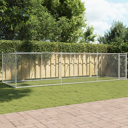 Hondenhok Met Deur 12X2X1,5 M Gegalvaniseerd Staal Grijs