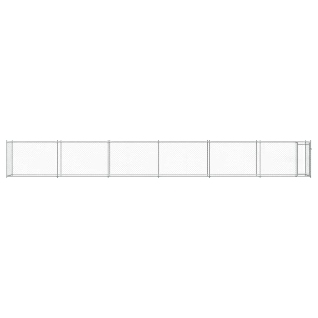 Hondenhok Met Deur 12X2X1,5 M Gegalvaniseerd Staal Grijs