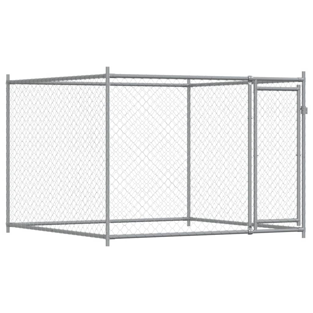 Hondenhok Met Deur 12X2X1,5 M Gegalvaniseerd Staal Grijs