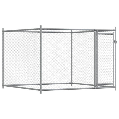 Hondenhok Met Deur 12X2X1,5 M Gegalvaniseerd Staal Grijs