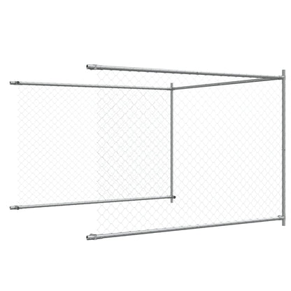 Hondenhok Met Deur 12X2X1,5 M Gegalvaniseerd Staal Grijs