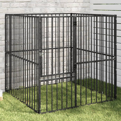 Hondenkennel 20 Panelen Gepoedercoat Staal Zwart