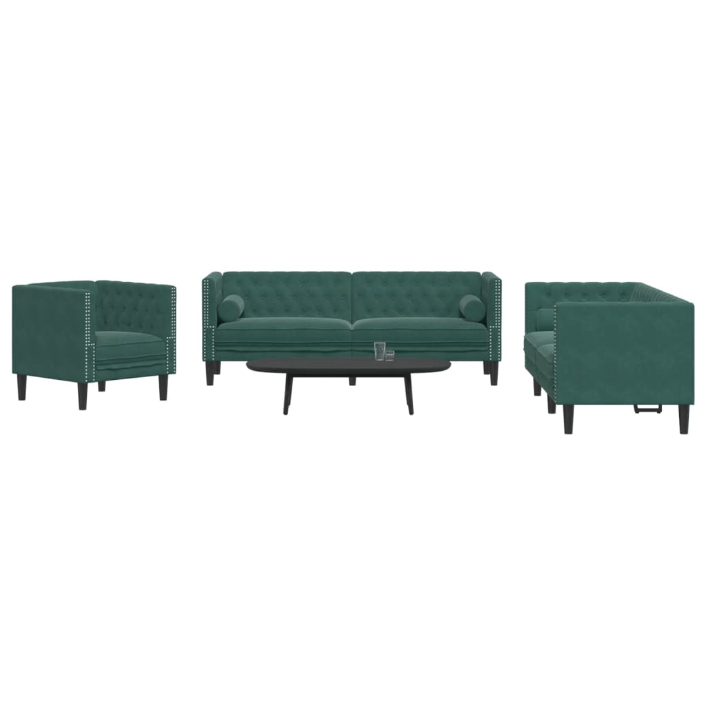 2-Delige Loungeset Chesterfield En Bolsters Fluweel