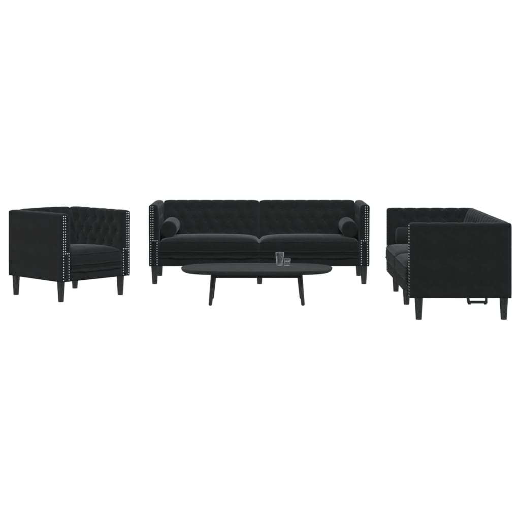 2-Delige Loungeset Chesterfield En Bolsters Fluweel