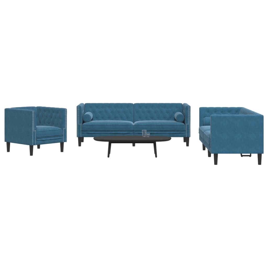 2-Delige Loungeset Chesterfield En Bolsters Fluweel