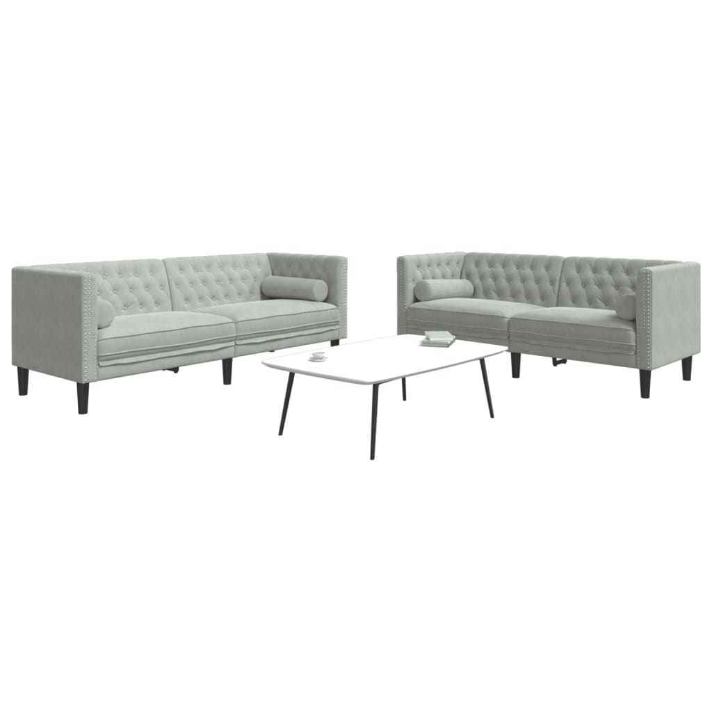 2-Delige Loungeset Chesterfield En Bolsters Fluweel