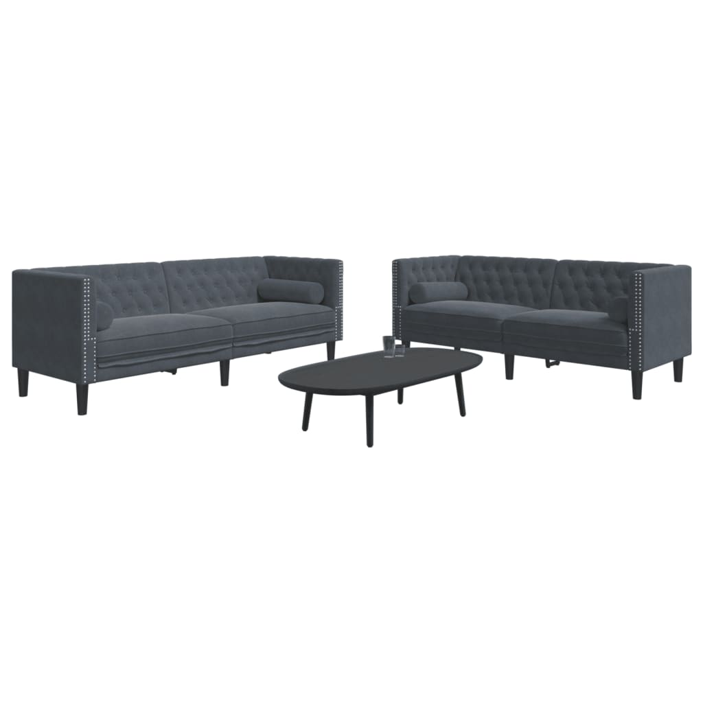 2-Delige Loungeset Chesterfield En Bolsters Fluweel