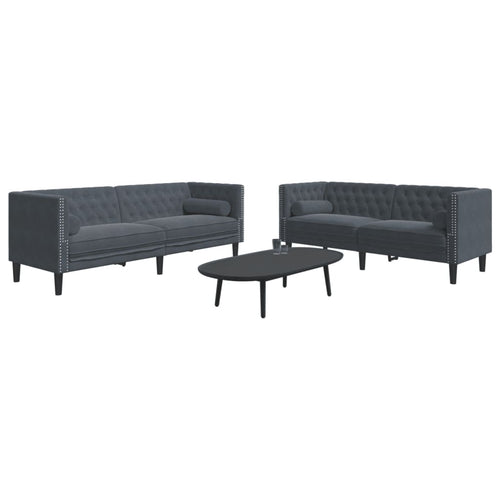2-Delige Loungeset Chesterfield En Bolsters Fluweel
