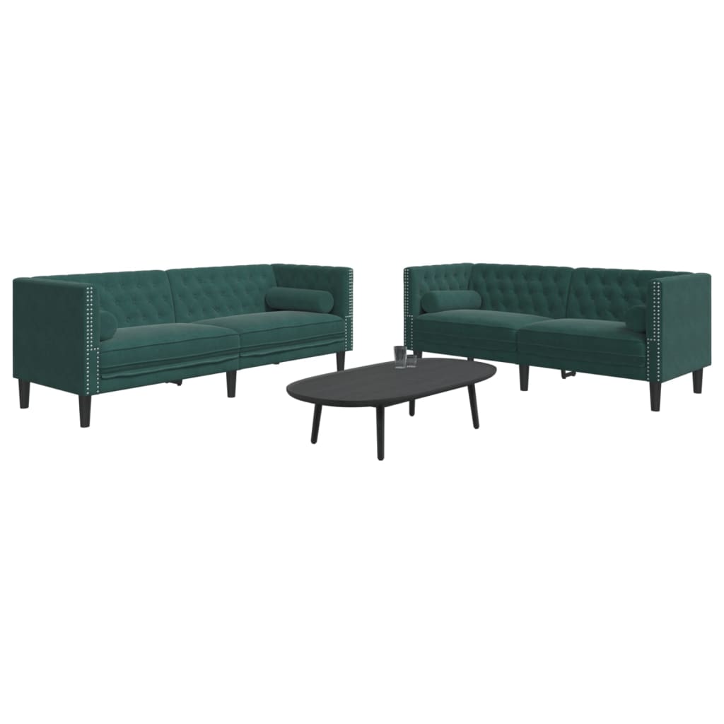 2-Delige Loungeset Chesterfield En Bolsters Fluweel