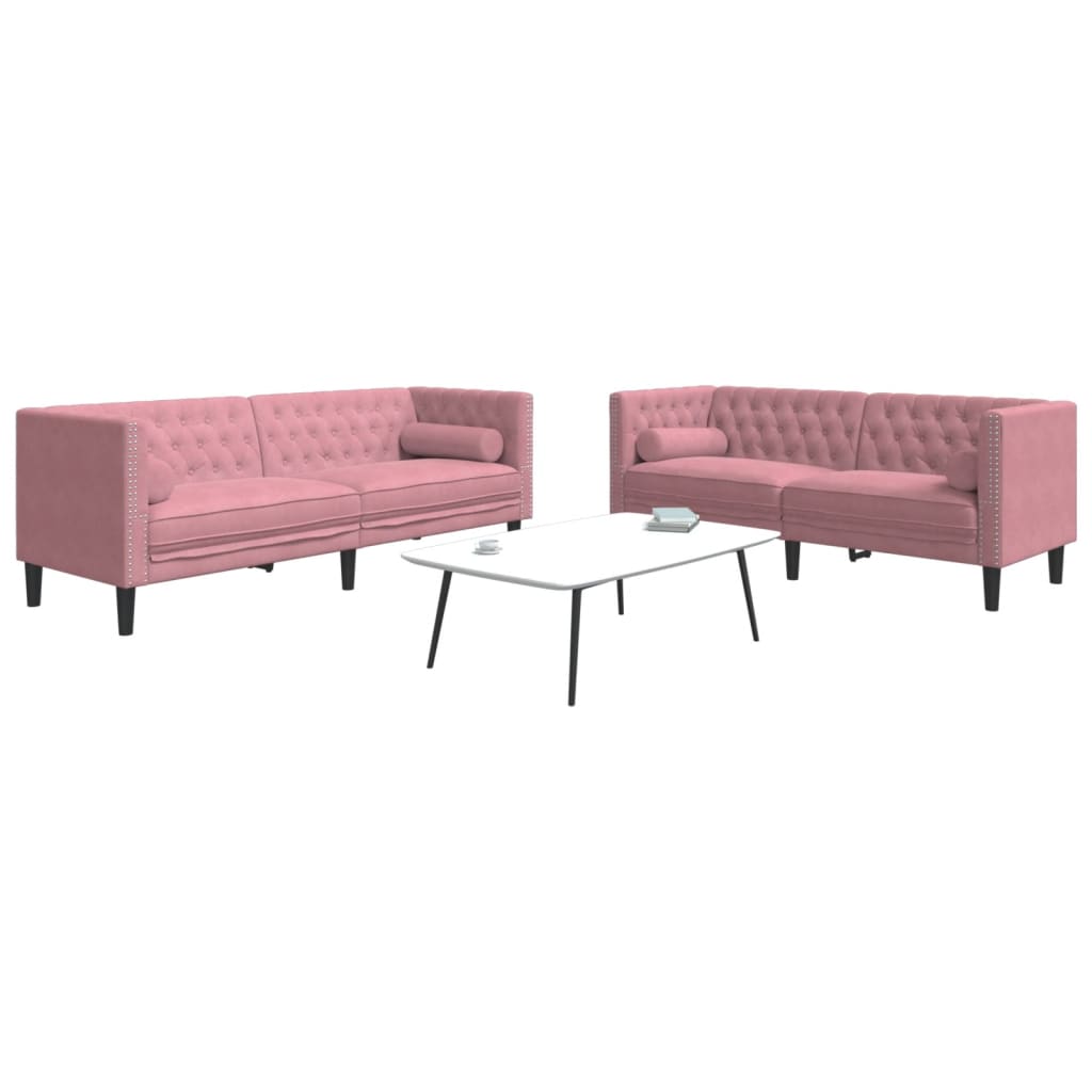 2-Delige Loungeset Chesterfield En Bolsters Fluweel