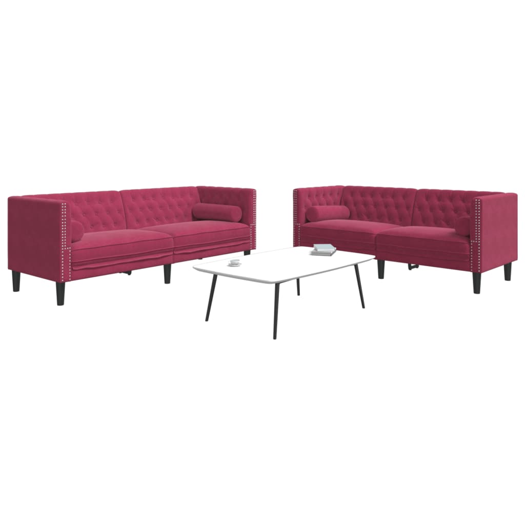 2-Delige Loungeset Chesterfield En Bolsters Fluweel