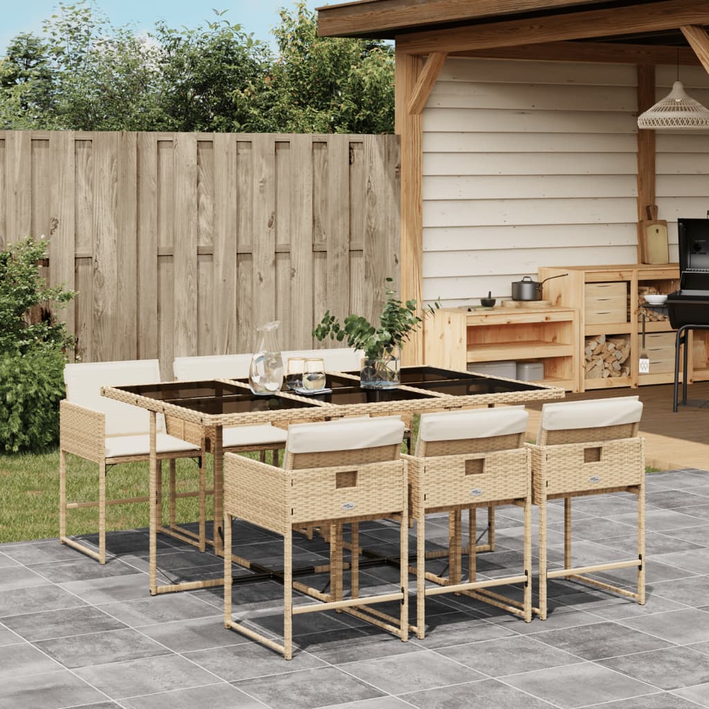 9-Delige Tuinset Met Kussens Poly Rattan