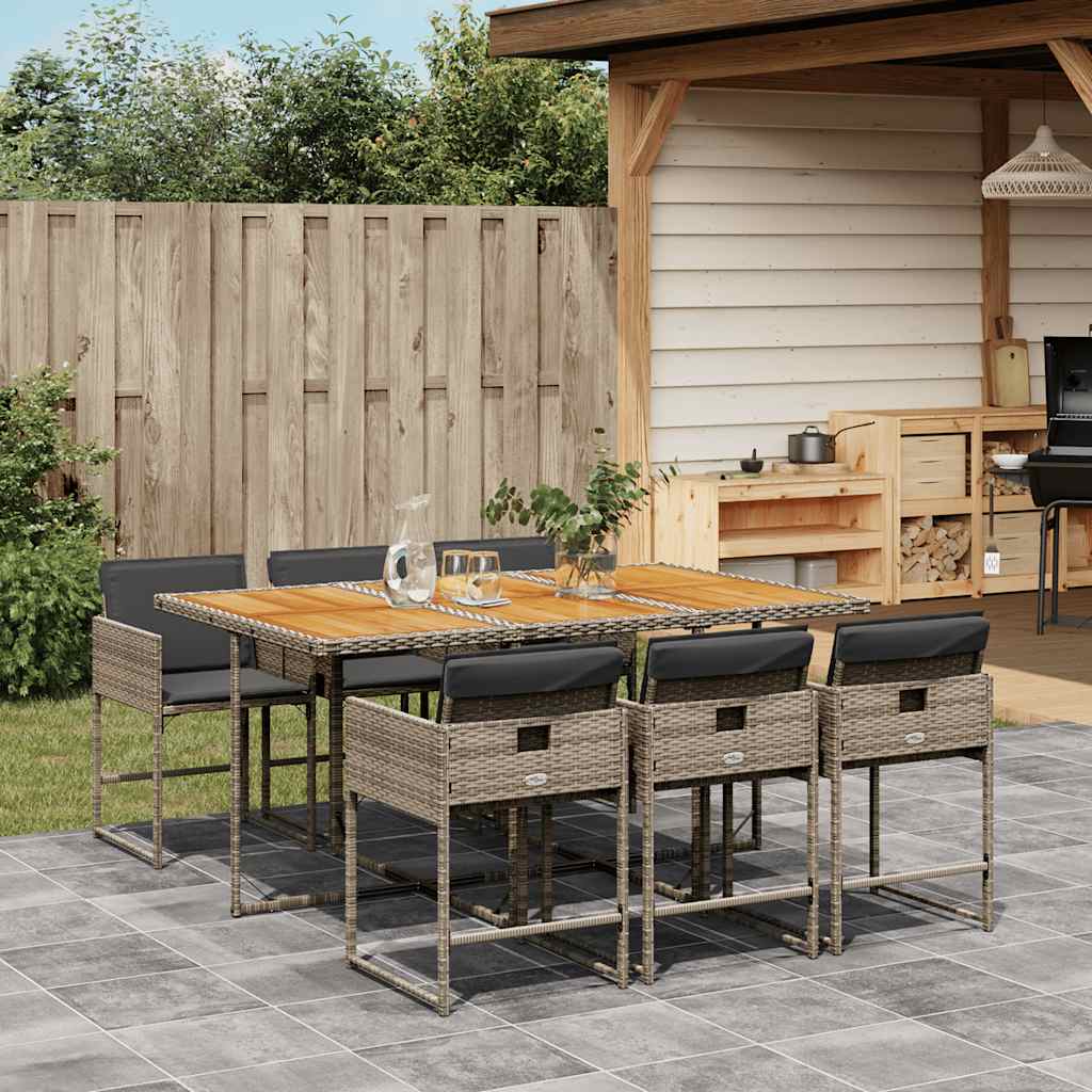 9-Delige Tuinset Met Kussens Poly Rattan