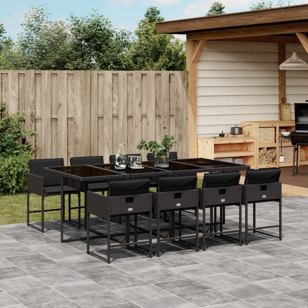 9-Delige Tuinset Met Kussens Poly Rattan