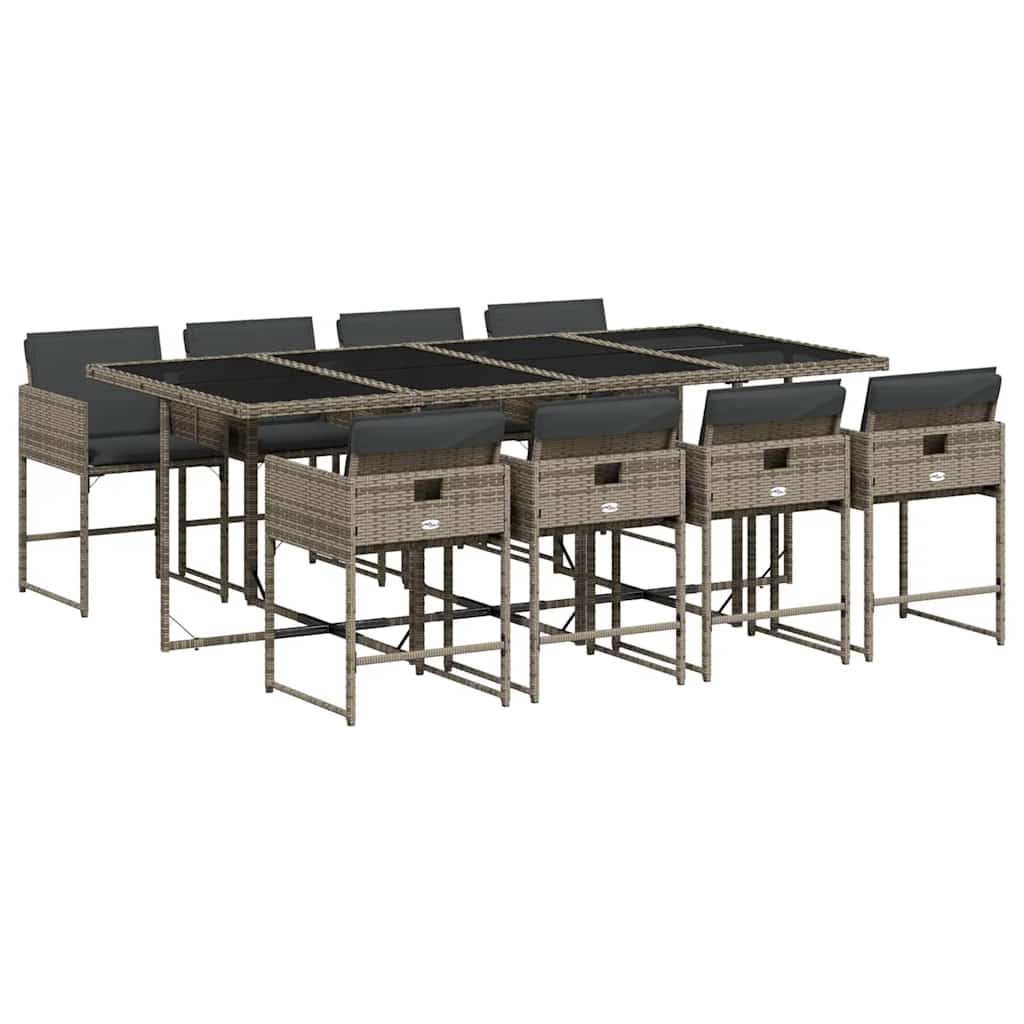 9-Delige Tuinset Met Kussens Poly Rattan
