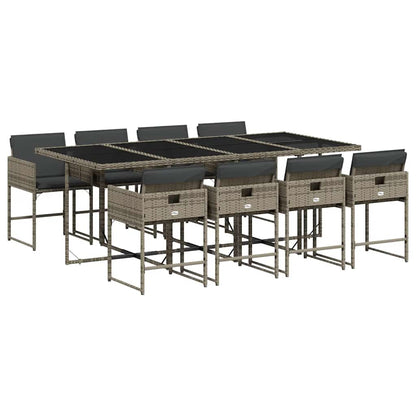 9-Delige Tuinset Met Kussens Poly Rattan