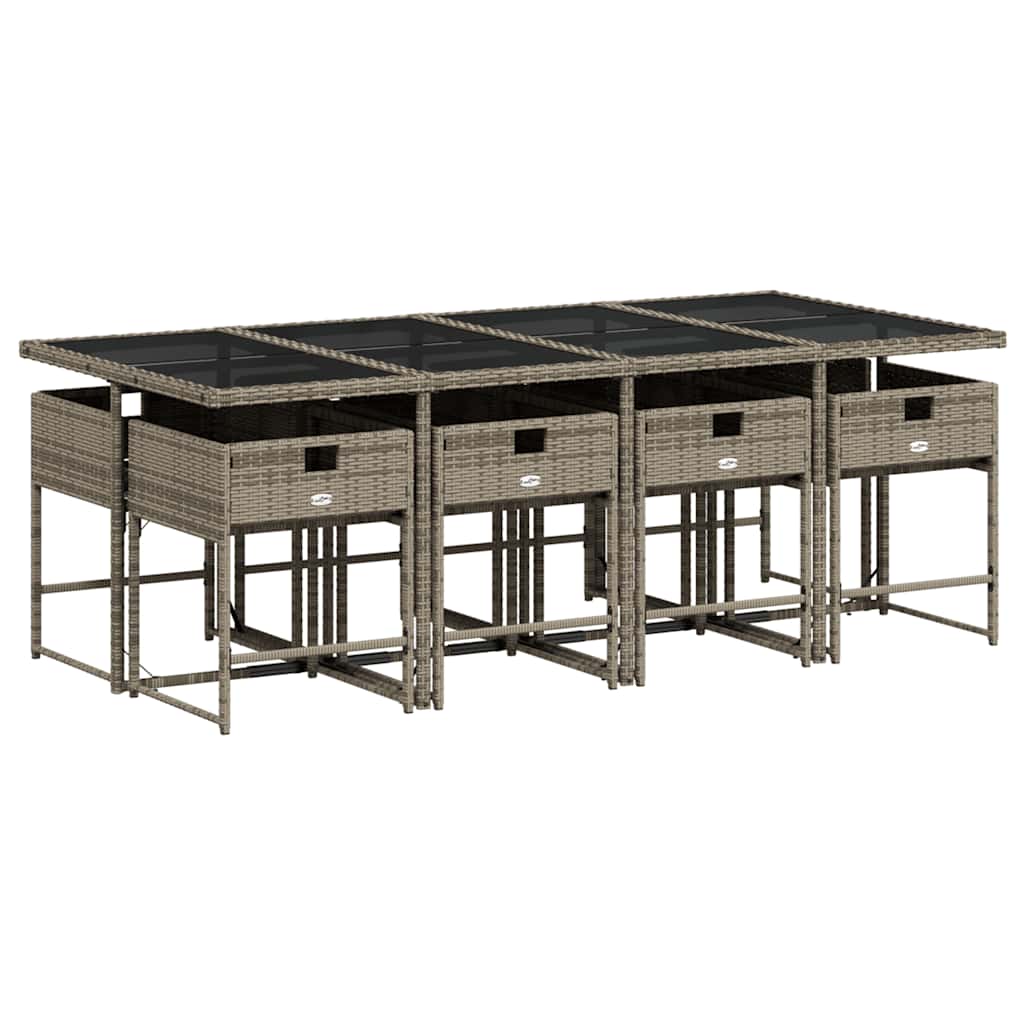 9-Delige Tuinset Met Kussens Poly Rattan