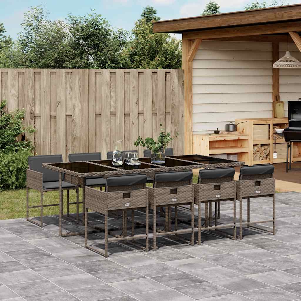 9-Delige Tuinset Met Kussens Poly Rattan