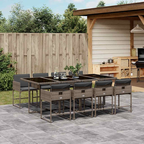 9-Delige Tuinset Met Kussens Poly Rattan