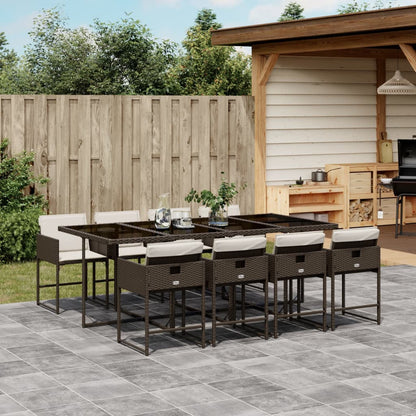9-Delige Tuinset Met Kussens Poly Rattan