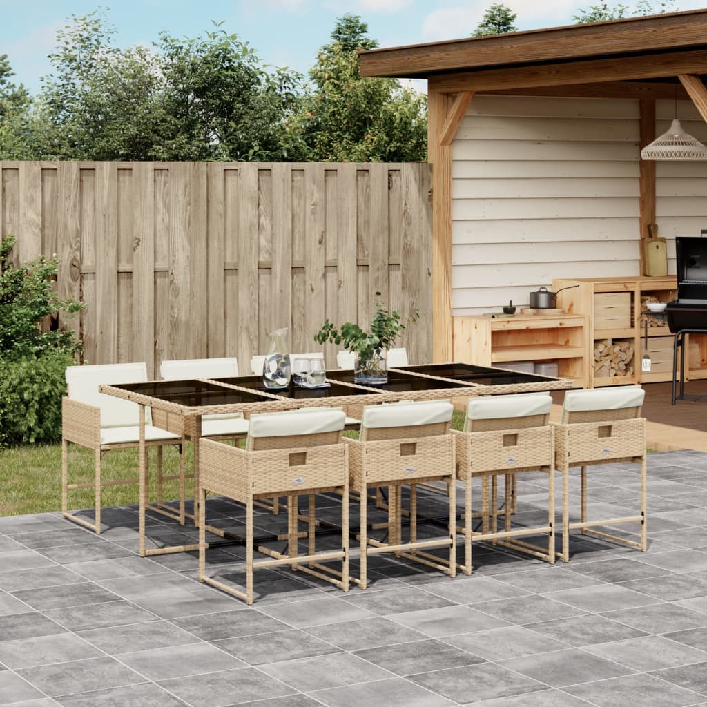 9-Delige Tuinset Met Kussens Poly Rattan