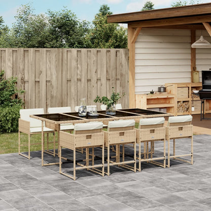 9-Delige Tuinset Met Kussens Poly Rattan