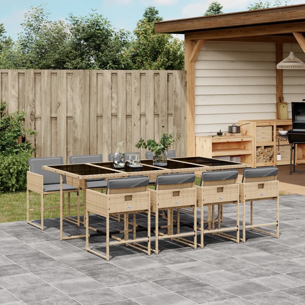 9-Delige Tuinset Met Kussens Poly Rattan