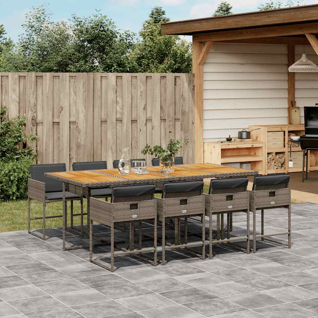 9-Delige Tuinset Met Kussens Poly Rattan