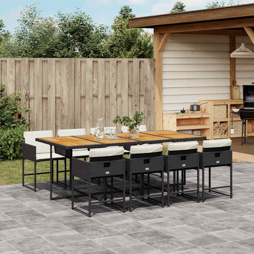 9-Delige Tuinset Met Kussens Poly Rattan