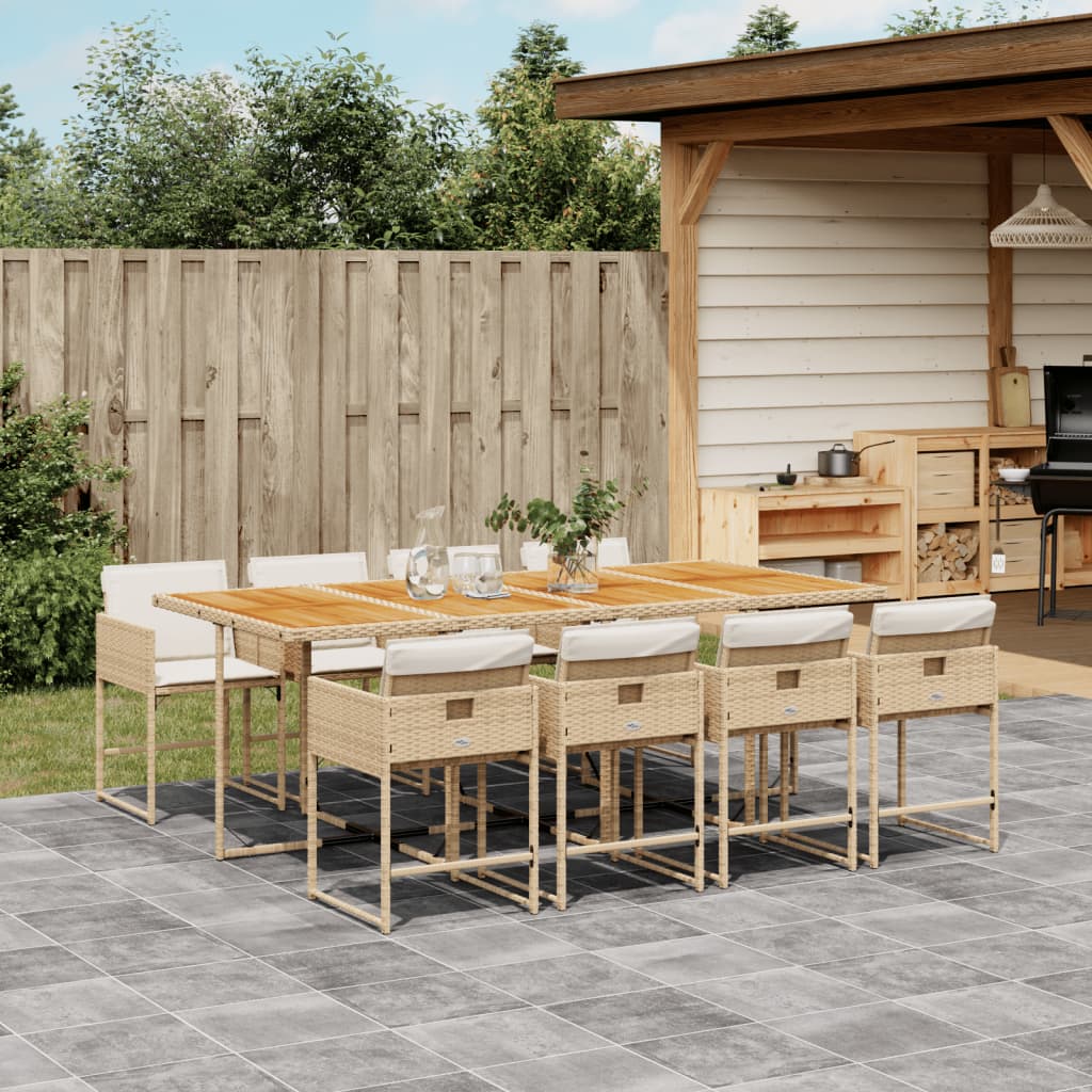 9-Delige Tuinset Met Kussens Poly Rattan