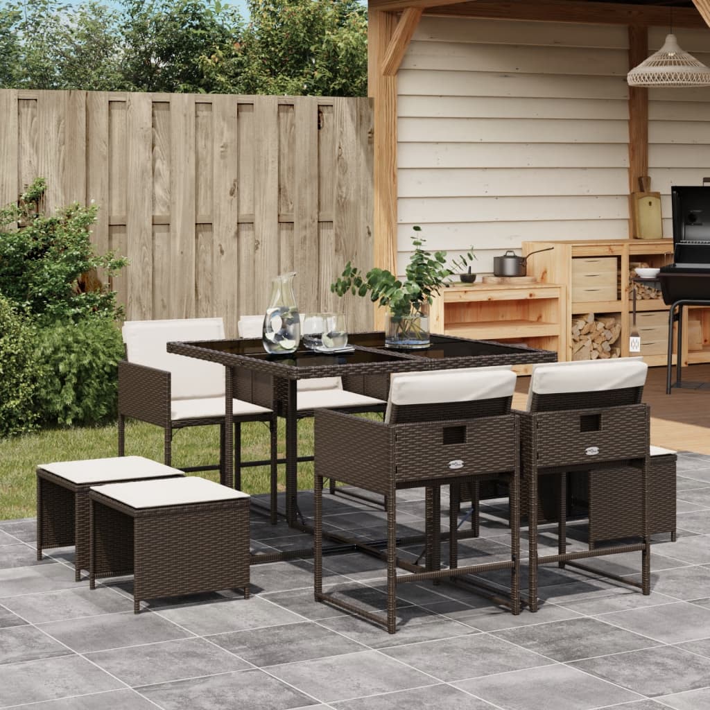 17-Delige Tuinset Met Kussens Poly Rattan