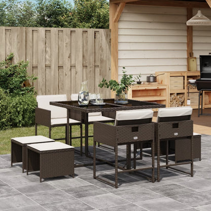 17-Delige Tuinset Met Kussens Poly Rattan
