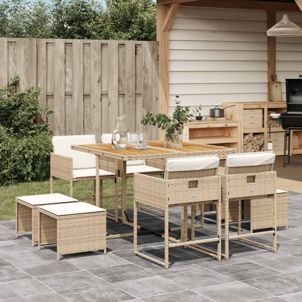 17-Delige Tuinset Met Kussens Poly Rattan
