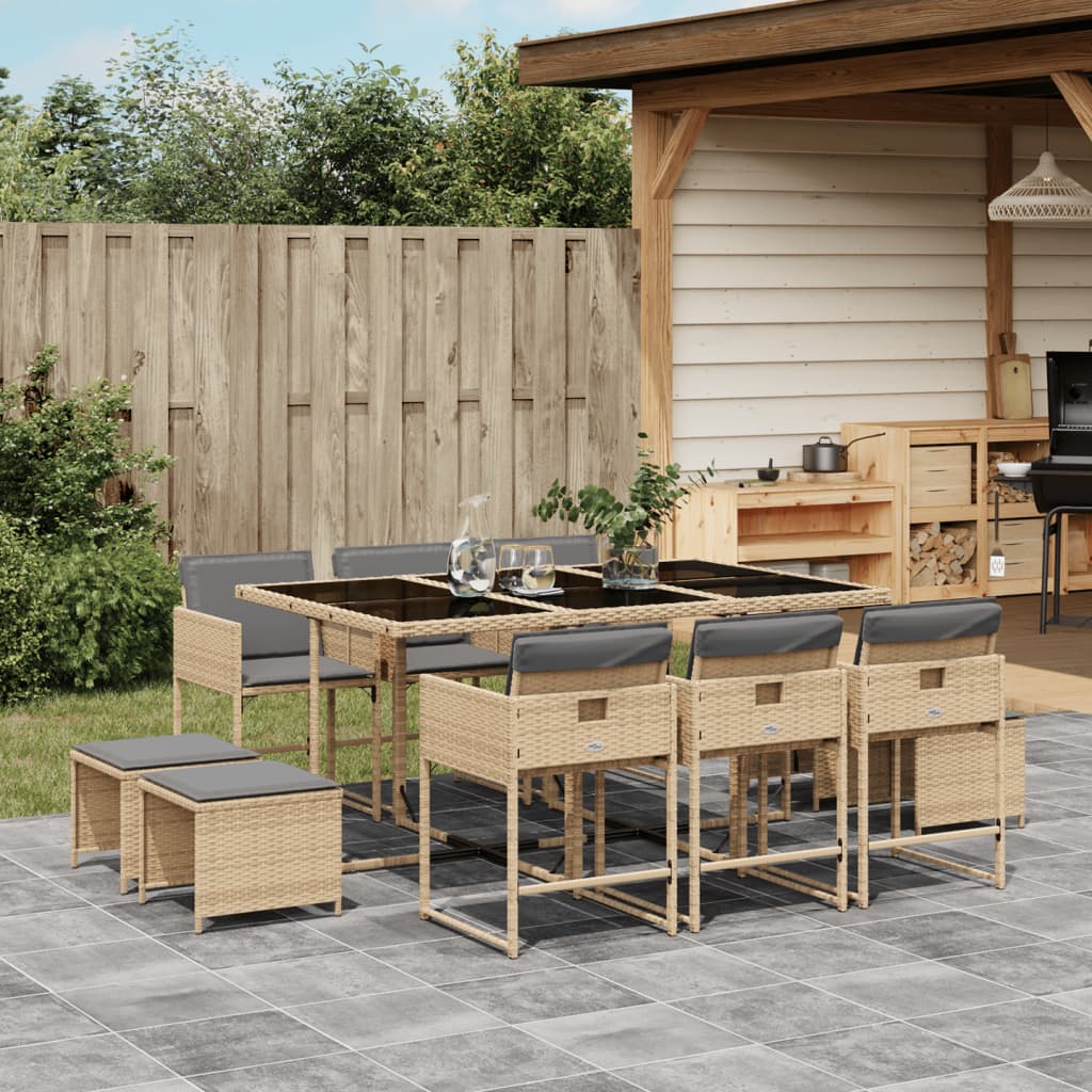 17-Delige Tuinset Met Kussens Poly Rattan