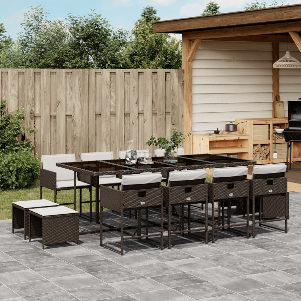 17-Delige Tuinset Met Kussens Poly Rattan