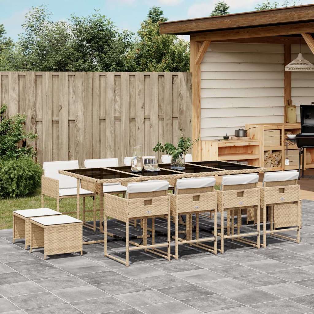 17-Delige Tuinset Met Kussens Poly Rattan