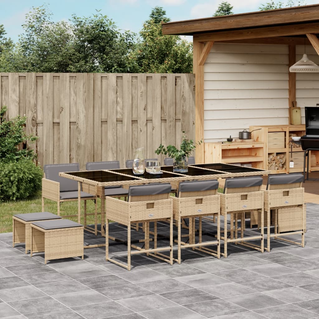 17-Delige Tuinset Met Kussens Poly Rattan